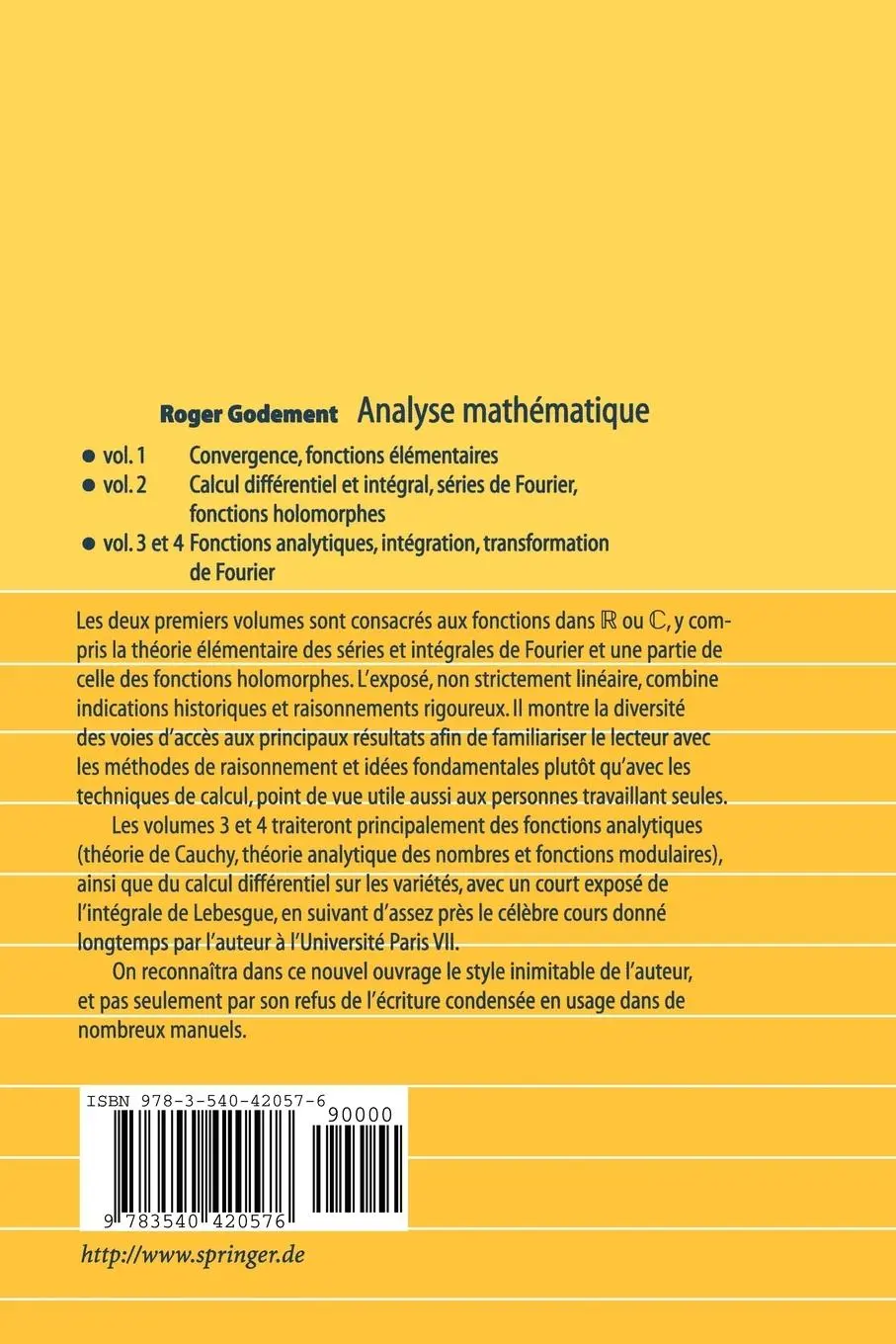 Rückseite: 9783540420576 | Analyse mathématique I | Convergence, fonctions élémentaires | Buch