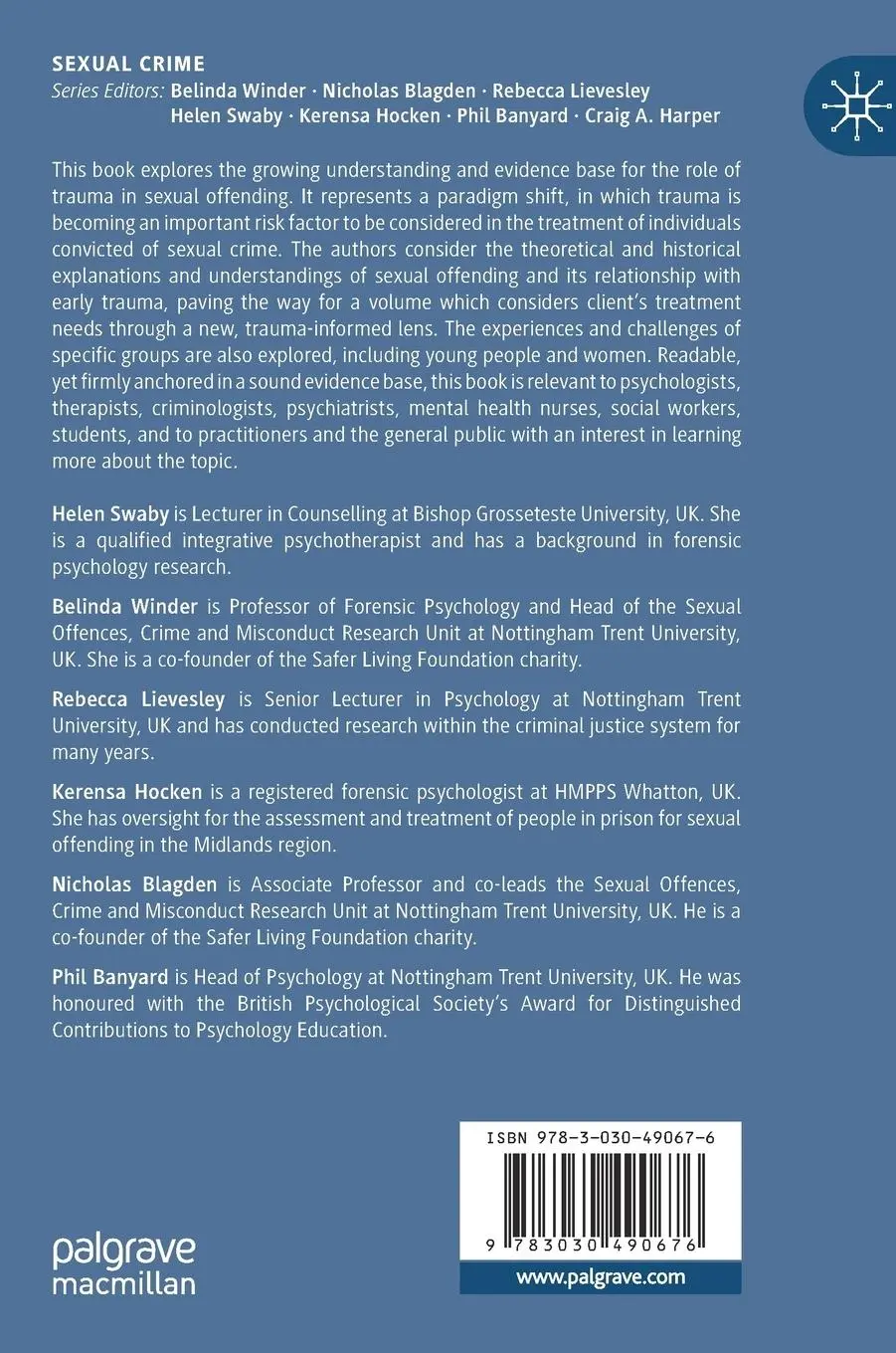 Rückseite: 9783030490676 | Sexual Crime and Trauma | Helen Swaby (u. a.) | Buch | xxi | Englisch