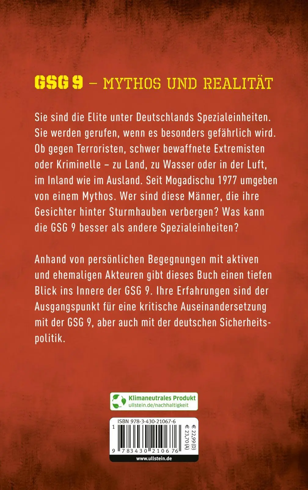 Rückseite: 9783430210676 | GSG 9 - Terror im Visier | Michael Götschenberg | Buch | 320 S. | 2022