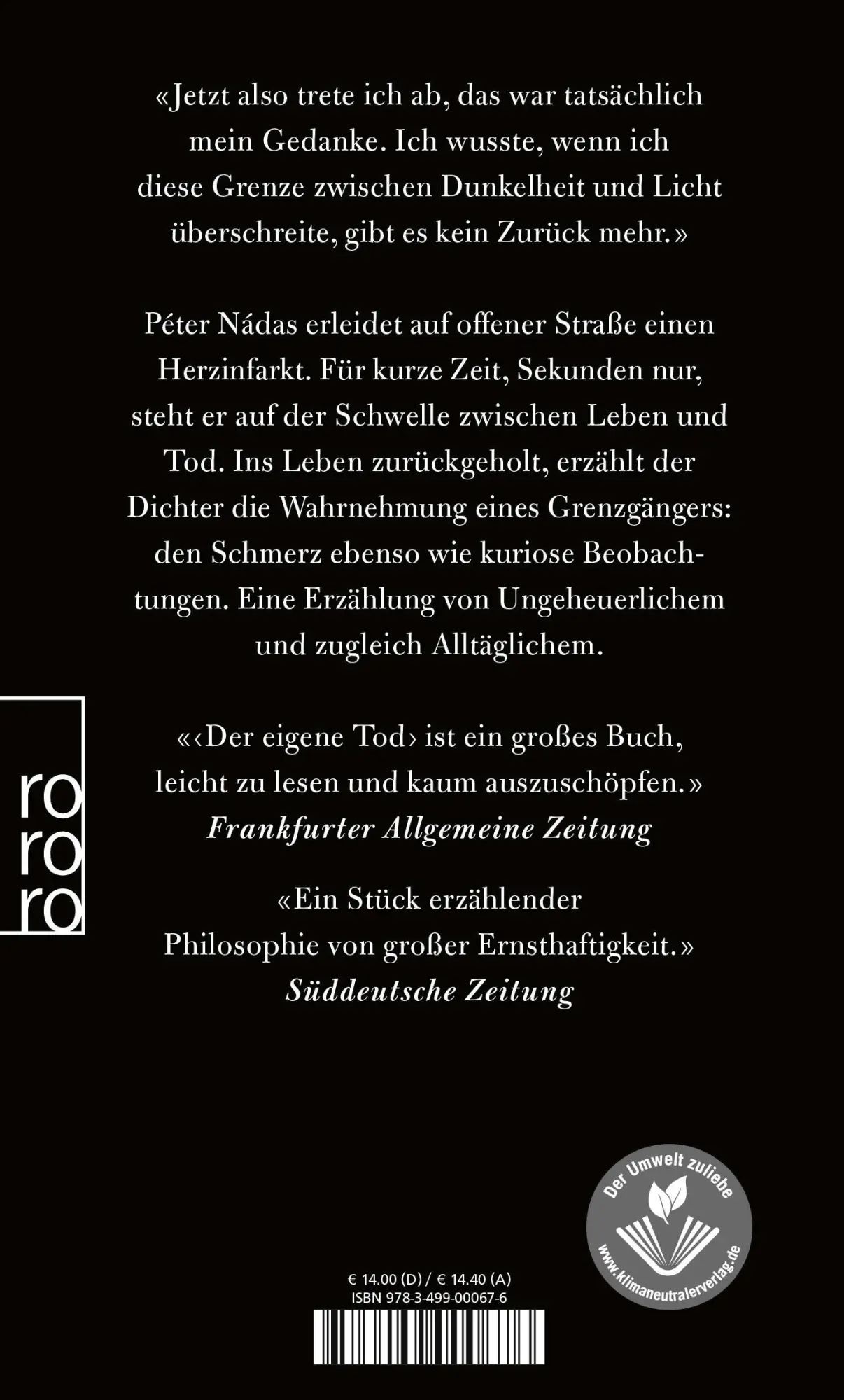 Rückseite: 9783499000676 | Der eigene Tod | Péter Nádas | Taschenbuch | 128 S. | Deutsch | 2020