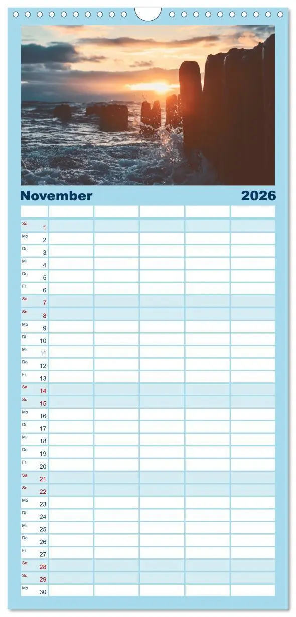 Bild: 9783516510676 | Familienplaner 2026 - Abendlicht über der Nordsee mit 5 Spalten...