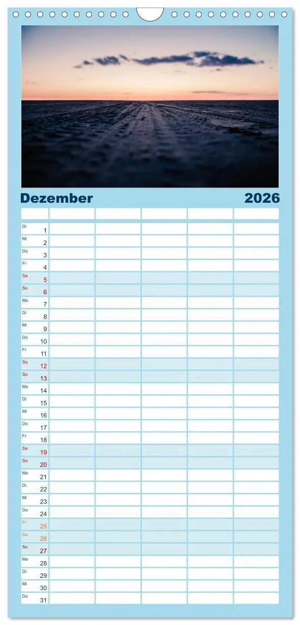 Bild: 9783516510676 | Familienplaner 2026 - Abendlicht über der Nordsee mit 5 Spalten...