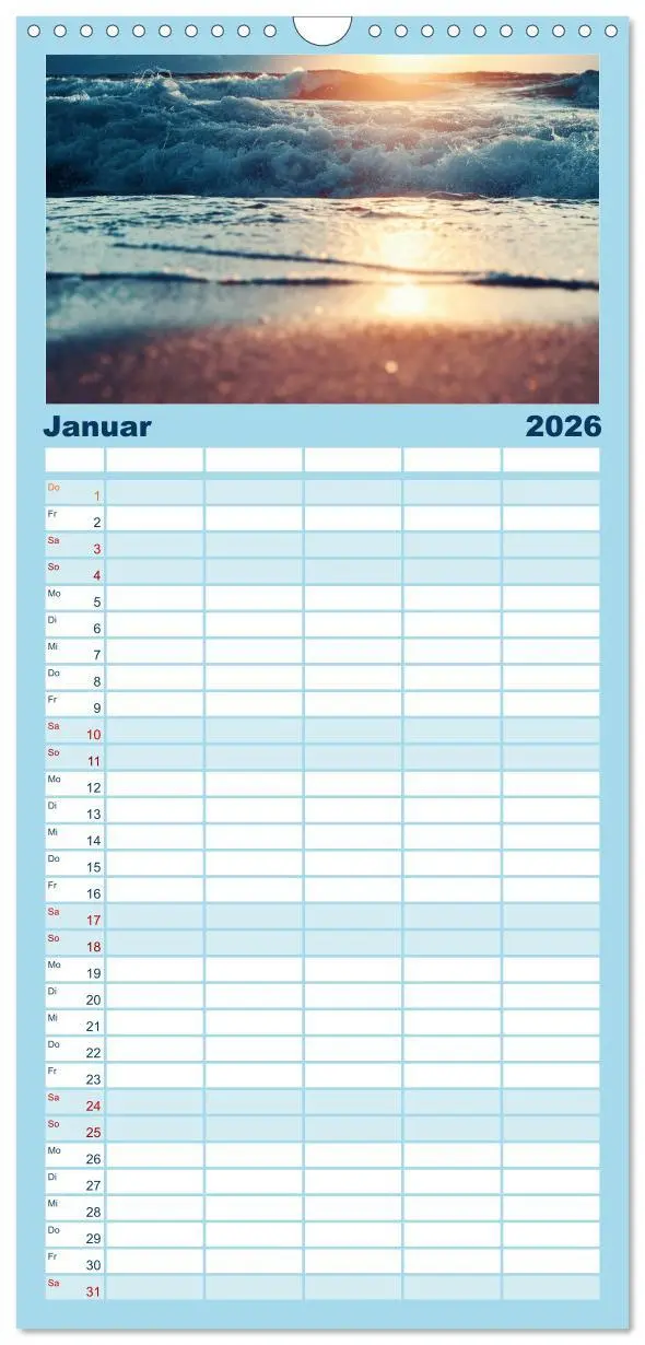 Bild: 9783516510676 | Familienplaner 2026 - Abendlicht über der Nordsee mit 5 Spalten...