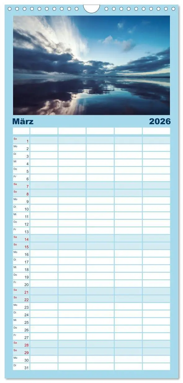 Bild: 9783516510676 | Familienplaner 2026 - Abendlicht über der Nordsee mit 5 Spalten...