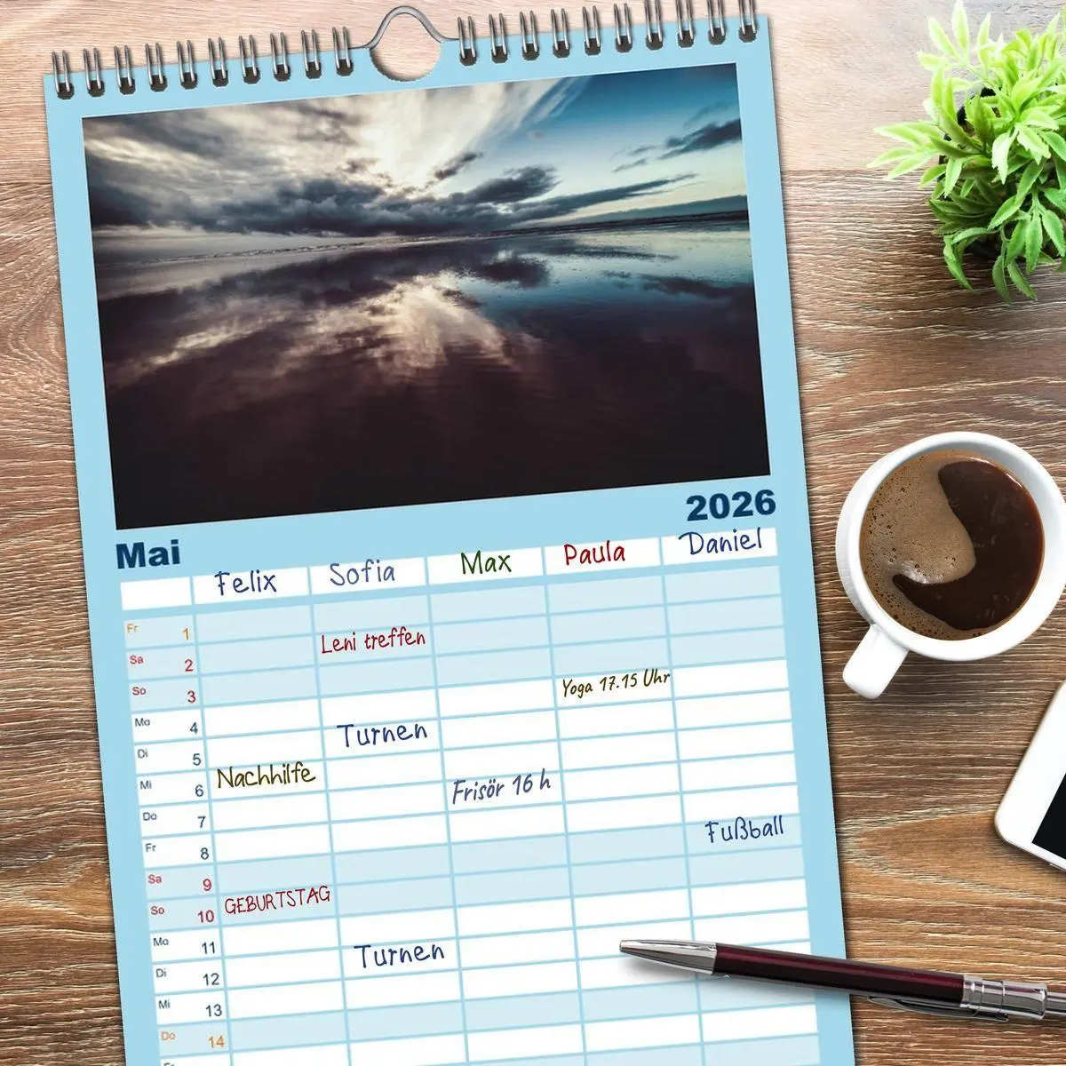 Bild: 9783516510676 | Familienplaner 2026 - Abendlicht über der Nordsee mit 5 Spalten...