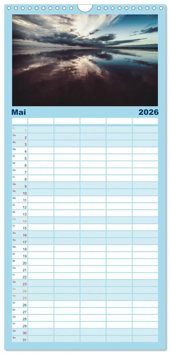 Bild: 9783516510676 | Familienplaner 2026 - Abendlicht über der Nordsee mit 5 Spalten...