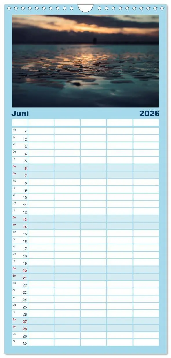Bild: 9783516510676 | Familienplaner 2026 - Abendlicht über der Nordsee mit 5 Spalten...