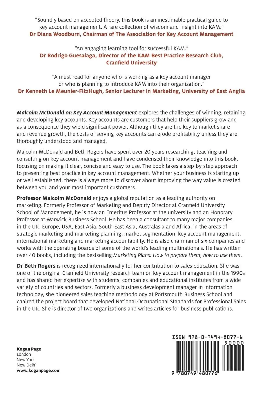 Rückseite: 9780749480776 | Malcolm McDonald on Key Account Management | Malcolm McDonald (u. a.)