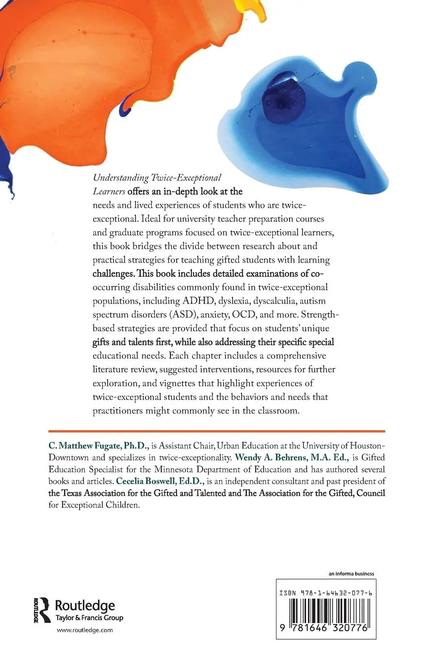 Rückseite: 9781646320776 | Understanding Twice-Exceptional Learners | C. Matthew Fugate (u. a.)