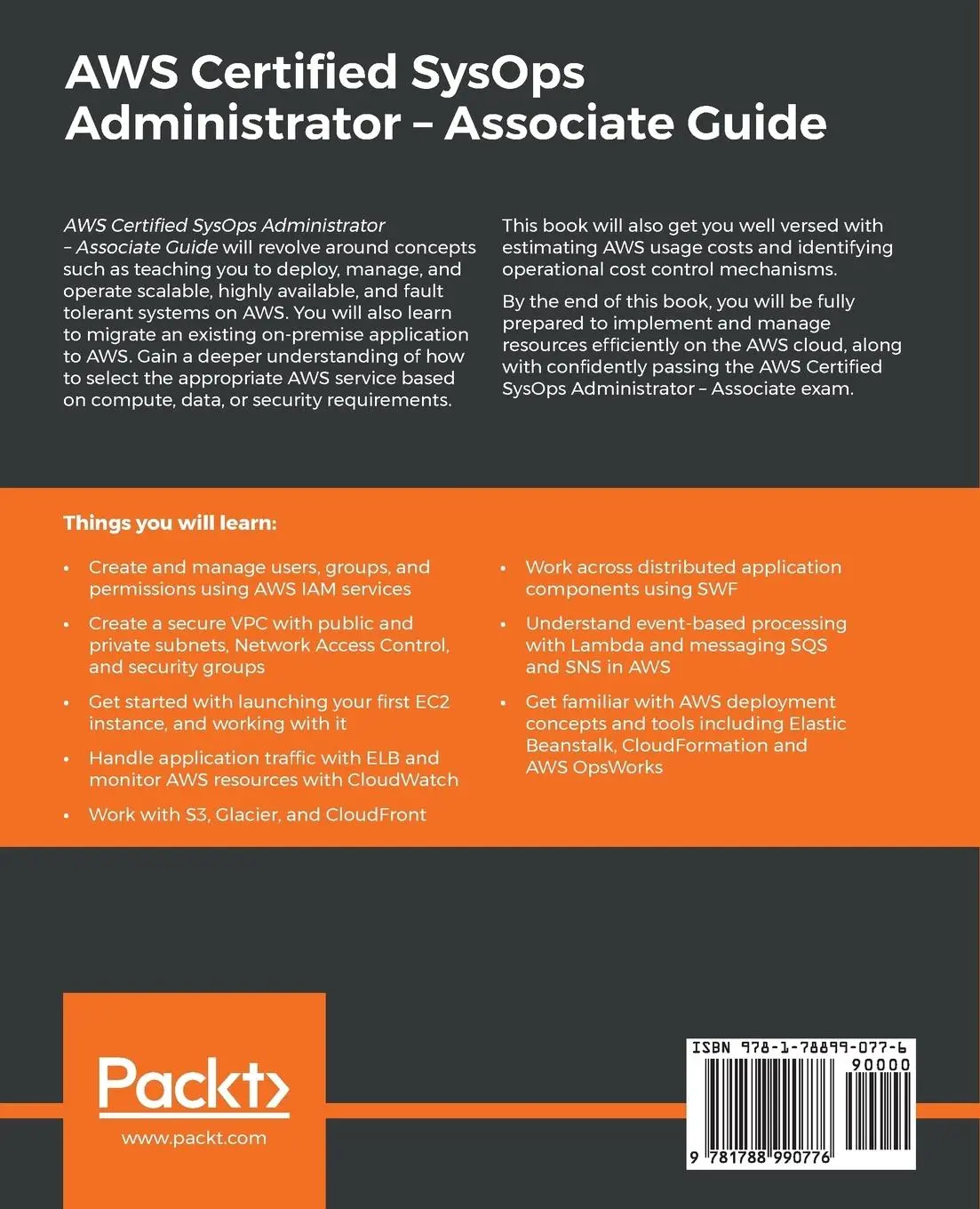 Rückseite: 9781788990776 | AWS Certified SysOps Administrator - Associate Guide | Marko Sluga