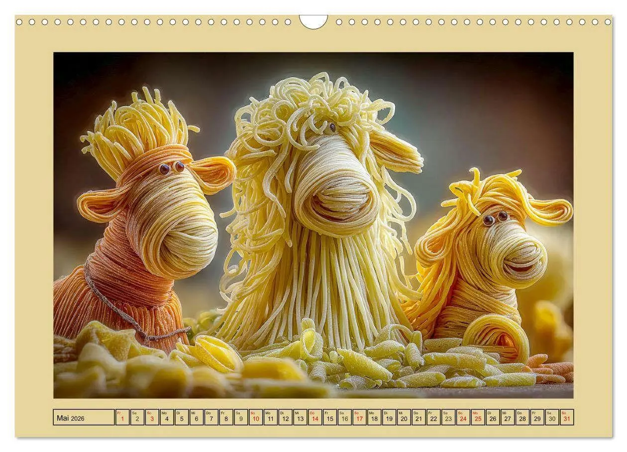 Bild: 9783516740776 | Auf dem Nudelhof. Spaghetti-Tiere zum Schmunzeln (Wandkalender 2026...