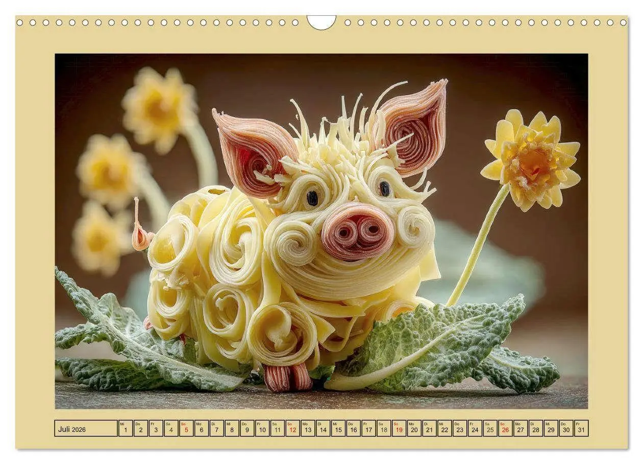 Bild: 9783516740776 | Auf dem Nudelhof. Spaghetti-Tiere zum Schmunzeln (Wandkalender 2026...