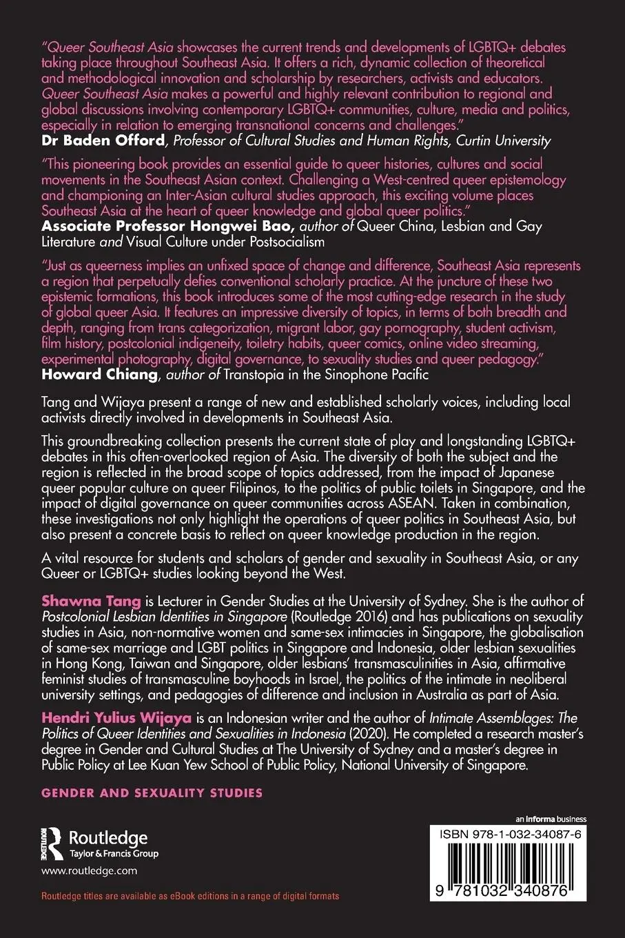 Rückseite: 9781032340876 | Queer Southeast Asia | Shawna Tang (u. a.) | Taschenbuch | Englisch