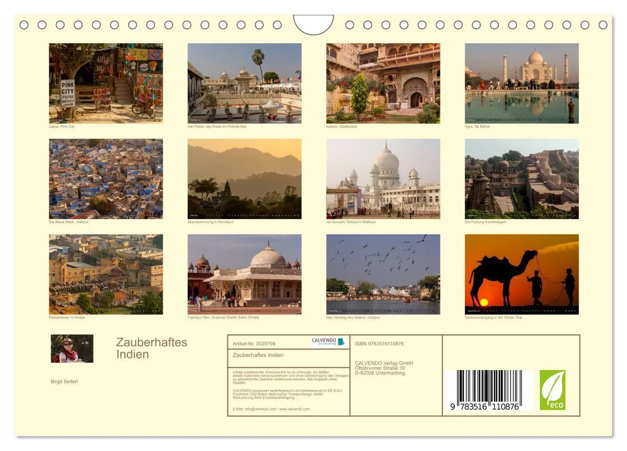 Bild: 9783516110876 | Zauberhaftes Indien (Wandkalender 2026 DIN A4 quer), CALVENDO...