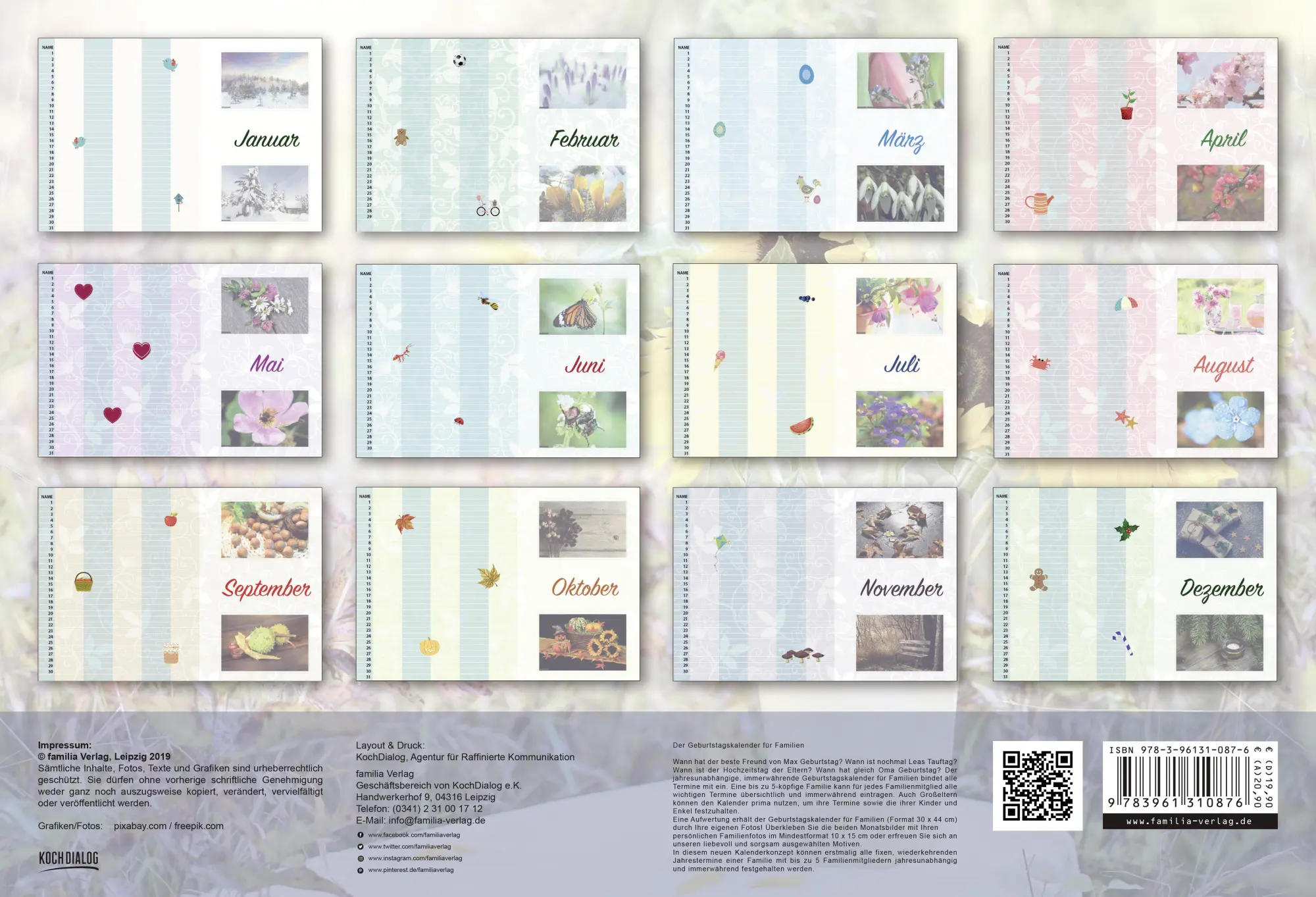 Bild: 9783961310876 | Geburtstagskalender für Familien | Kalender | Spiralbindung | 14 S.