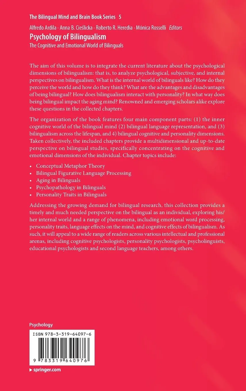 Rückseite: 9783319640976 | Psychology of Bilingualism | Alfredo Ardila (u. a.) | Buch | xv | 2017