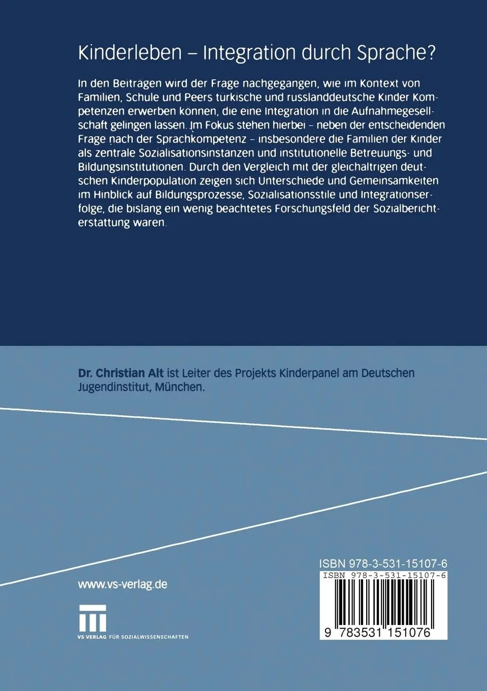 Rückseite: 9783531151076 | Kinderleben - Integration durch Sprache? | Christian Alt | Taschenbuch