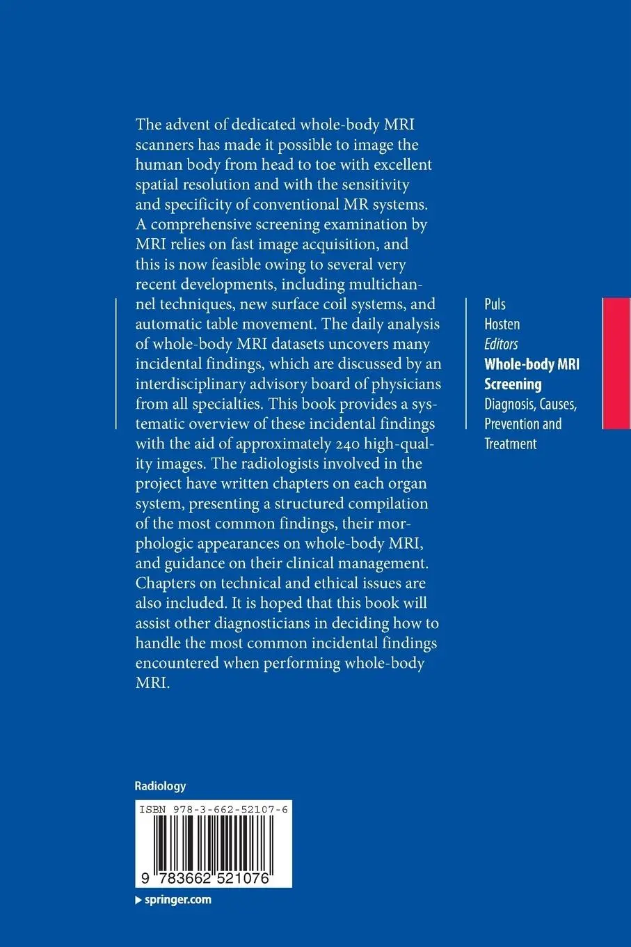 Rückseite: 9783662521076 | Whole-body MRI Screening | Ralf Puls (u. a.) | Taschenbuch | xii