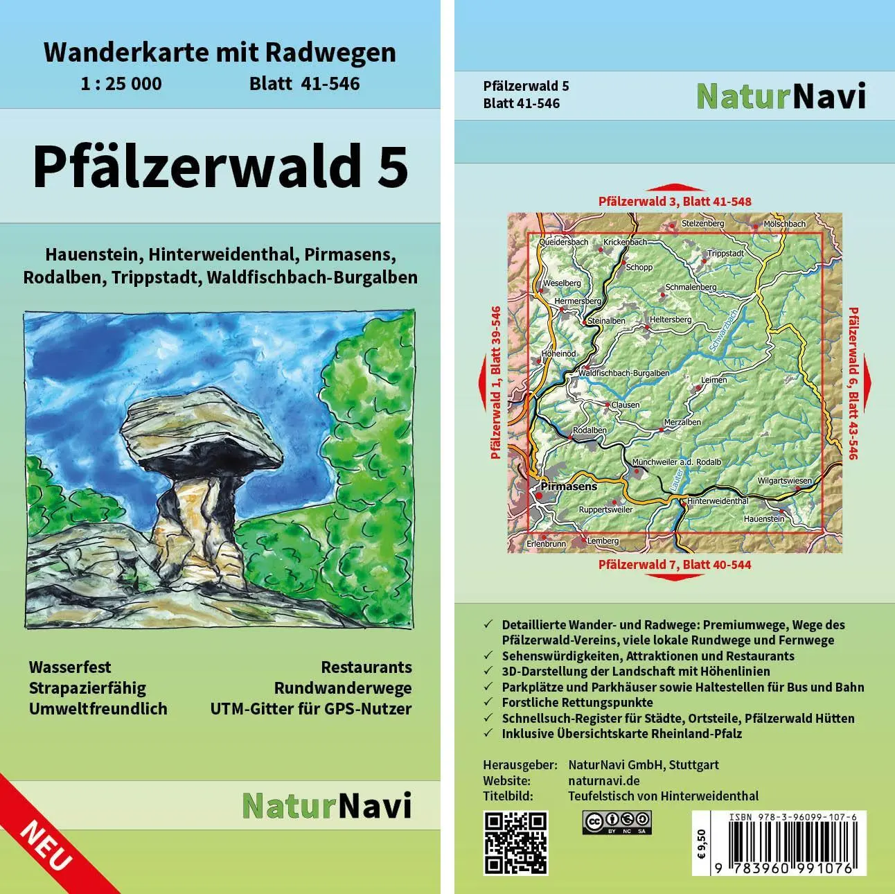 Cover: 9783960991076 | Pfälzerwald 5. Blatt 41-546, 1 : 25 000 | NaturNavi | (Land-)Karte