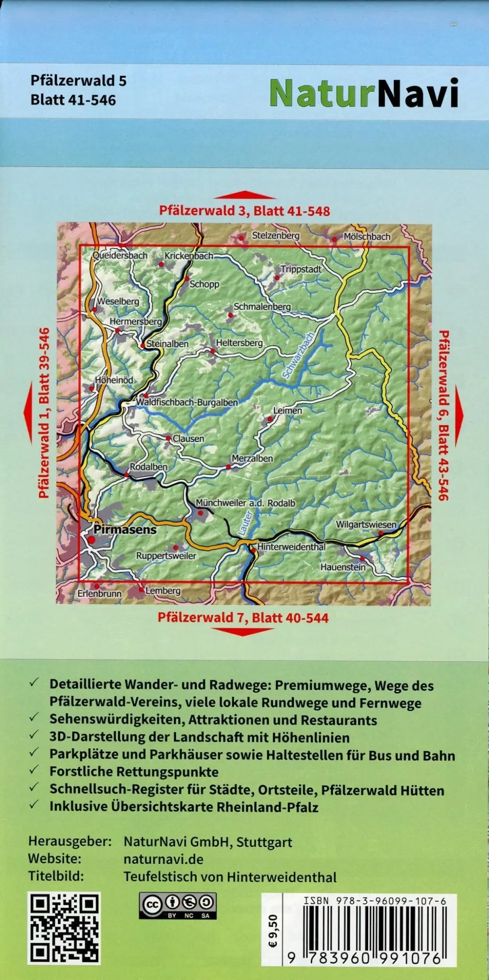 Bild: 9783960991076 | Pfälzerwald 5. Blatt 41-546, 1 : 25 000 | NaturNavi | (Land-)Karte