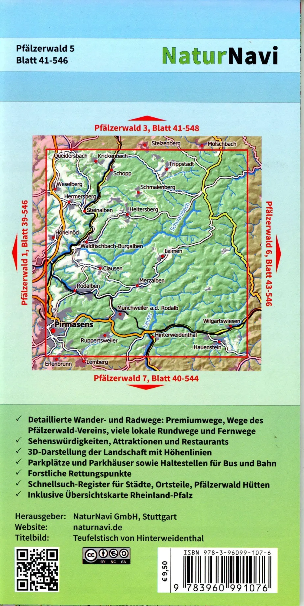 Bild: 9783960991076 | Pfälzerwald 5. Blatt 41-546, 1 : 25 000 | NaturNavi | (Land-)Karte