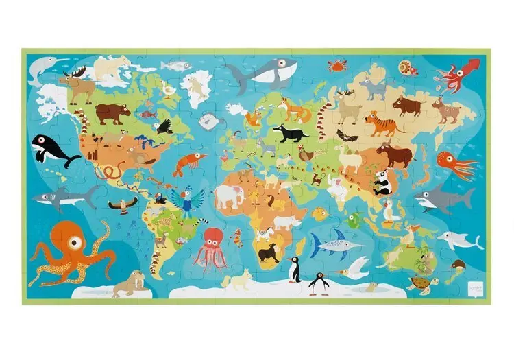 Bild: 5414561811176 | Weltkarte mit Tieren (Kinderpuzzle) | Spiel | In Spielebox | 276181117