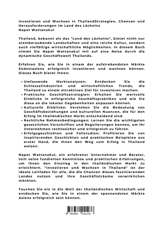 Bild: 9783384241276 | Investieren und Wachsen in Thailand | Napat Wattanakul | Taschenbuch