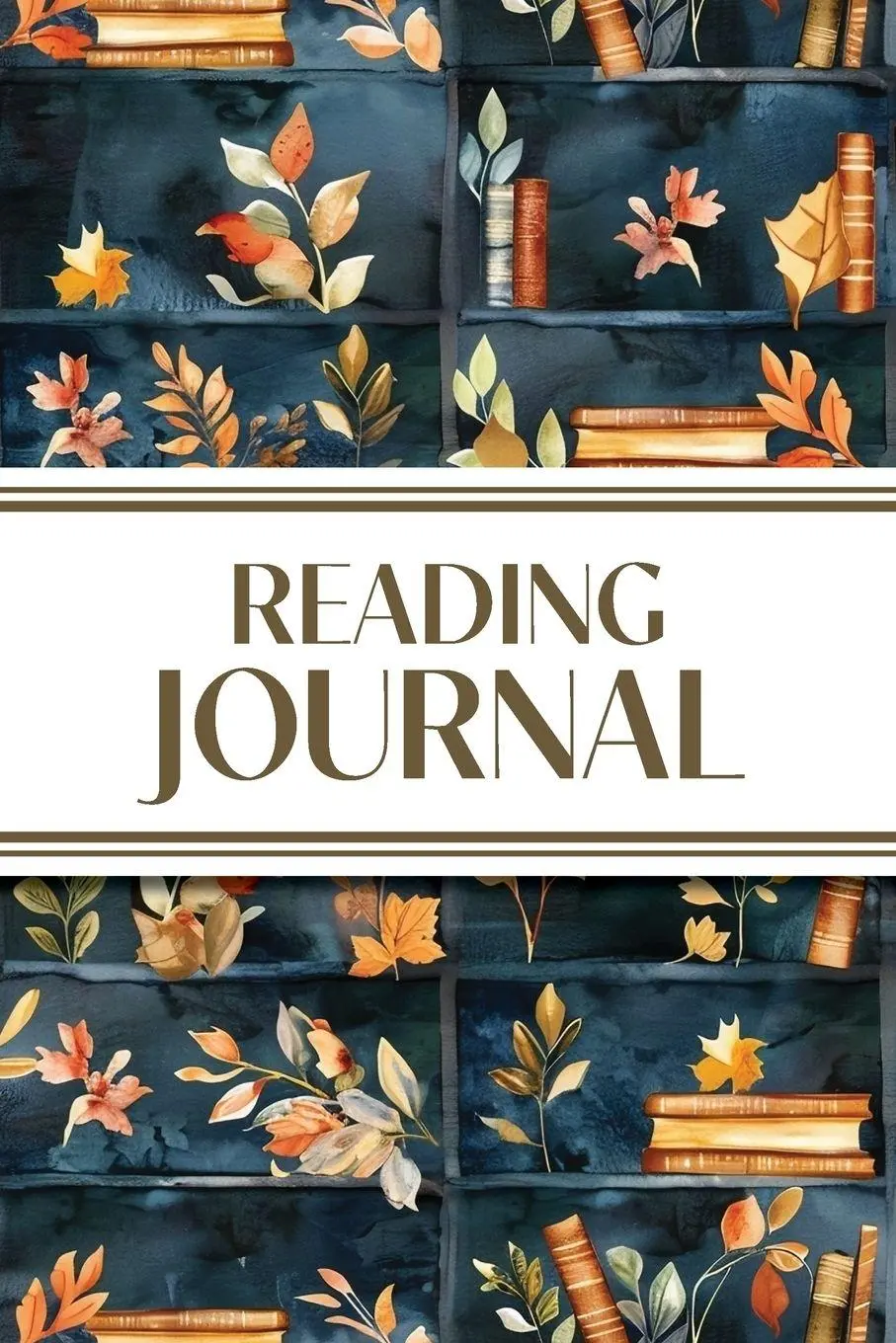 Cover: 9781834121376 | Reading Journal (Watercolor Fall Leaves Bookshelves) | Stationery