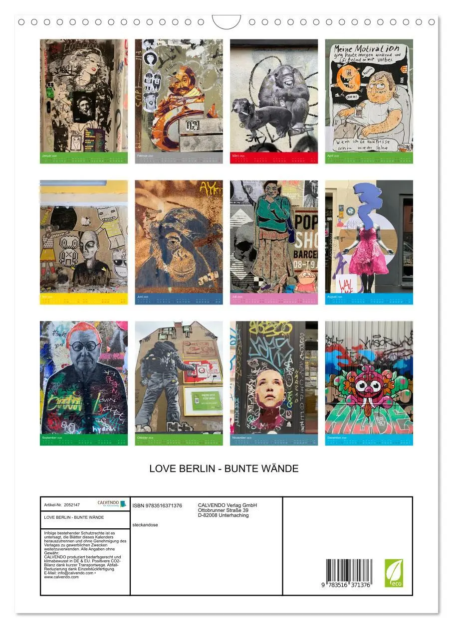 Bild: 9783516371376 | LOVE BERLIN - BUNTE WÄNDE (Wandkalender 2026 DIN A3 hoch), CALVENDO...