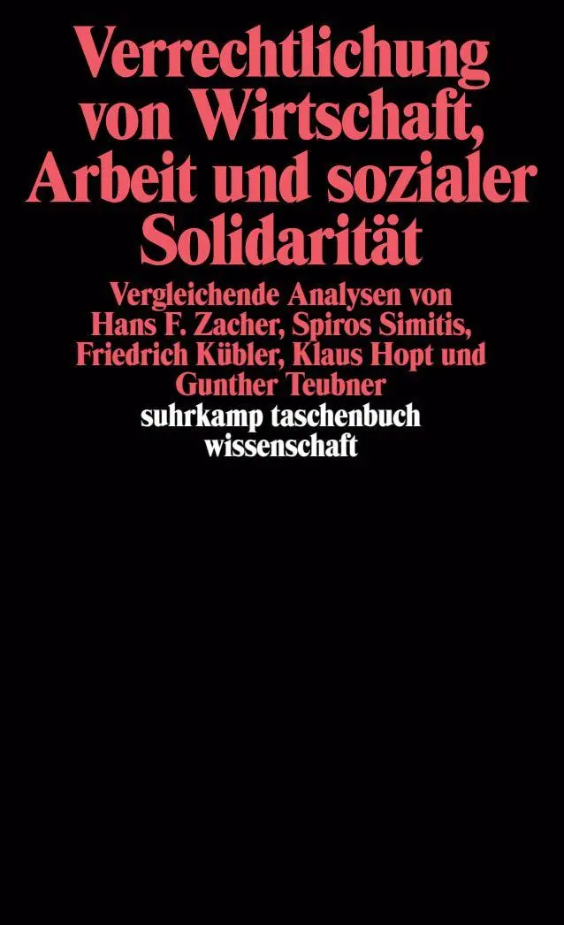 Cover: 9783518281376 | Verrechtlichung von Wirtschaft, Arbeit und sozialer Solidarität | Buch