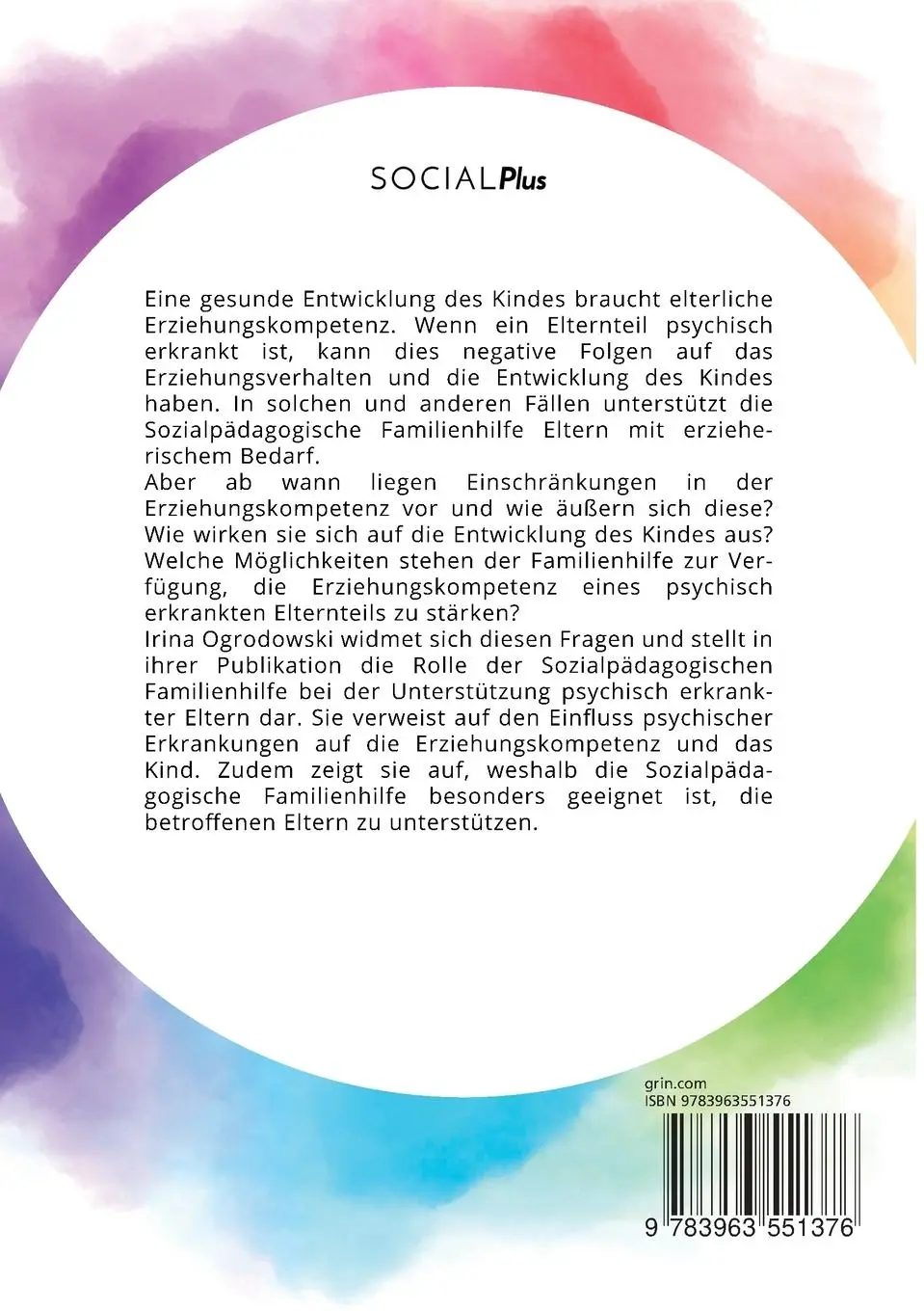 Rückseite: 9783963551376 | Sozialpädagogische Familienhilfe bei psychisch erkrankten Eltern....