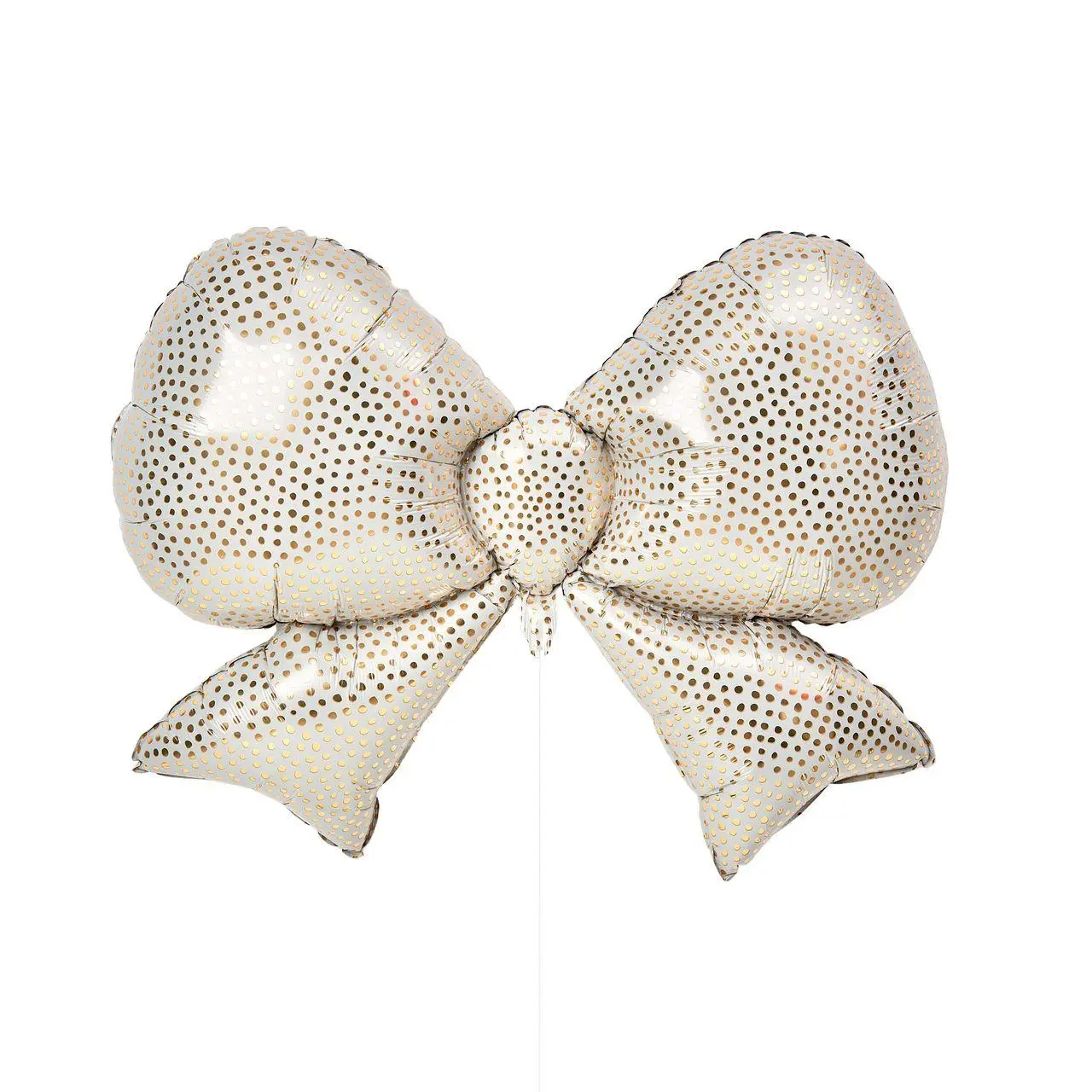 Folienballon Schleife, Pünktchen, Creme/Gold