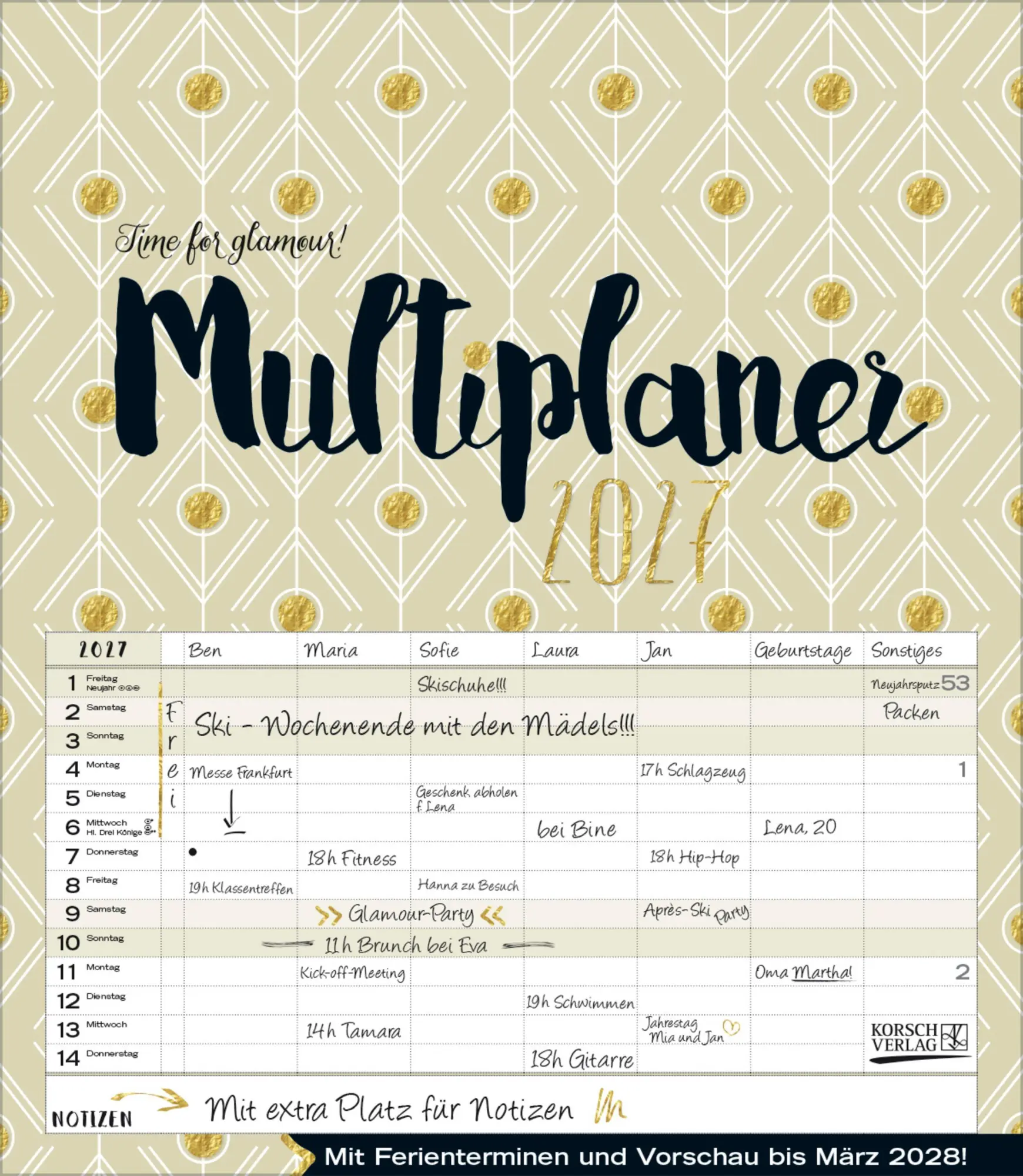 Cover: 9783819301476 | Multiplaner - Time for glamour 2027 | Verlag Korsch | Kalender | 14 S.