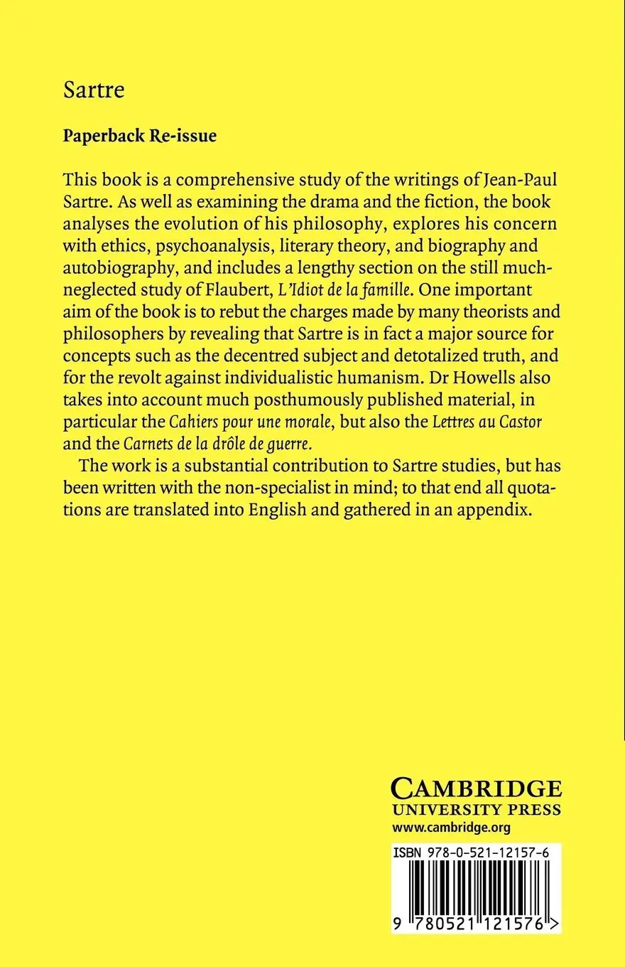 Rückseite: 9780521121576 | Sartre | The Necessity of Freedom | Christina Howells | Taschenbuch
