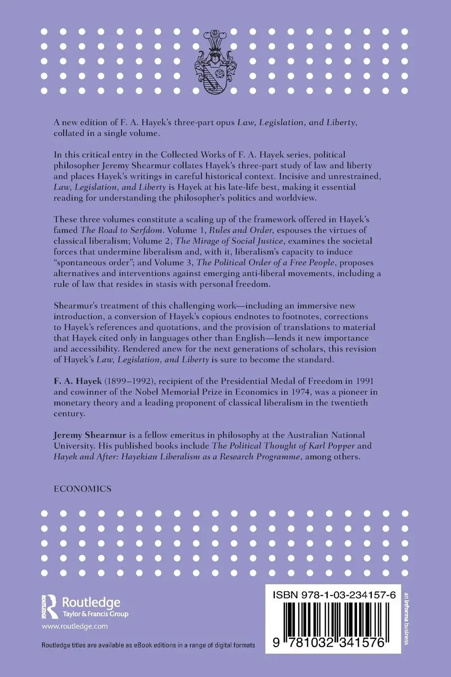 Rückseite: 9781032341576 | Law, Legislation, and Liberty | F. A. Hayek | Taschenbuch | Englisch