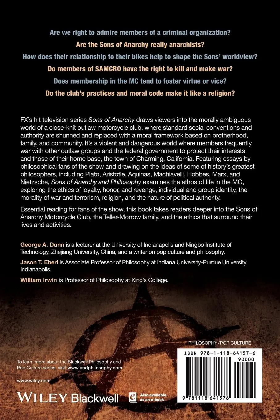 Rückseite: 9781118641576 | Sons of Anarchy and Philosophy | Brains Before Bullets | Dunn (u. a.)