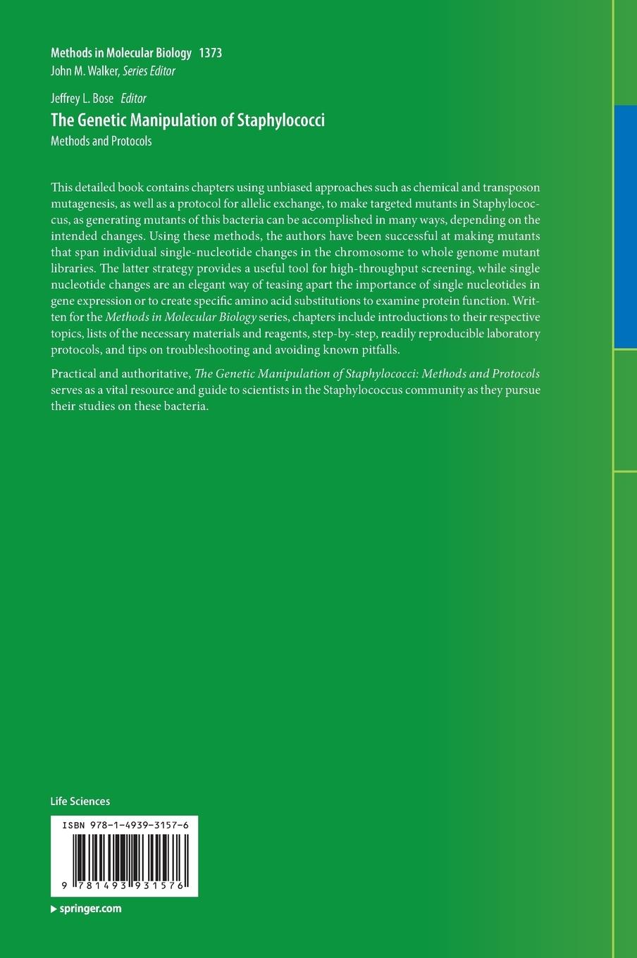 Rückseite: 9781493931576 | The Genetic Manipulation of Staphylococci | Methods and Protocols | x