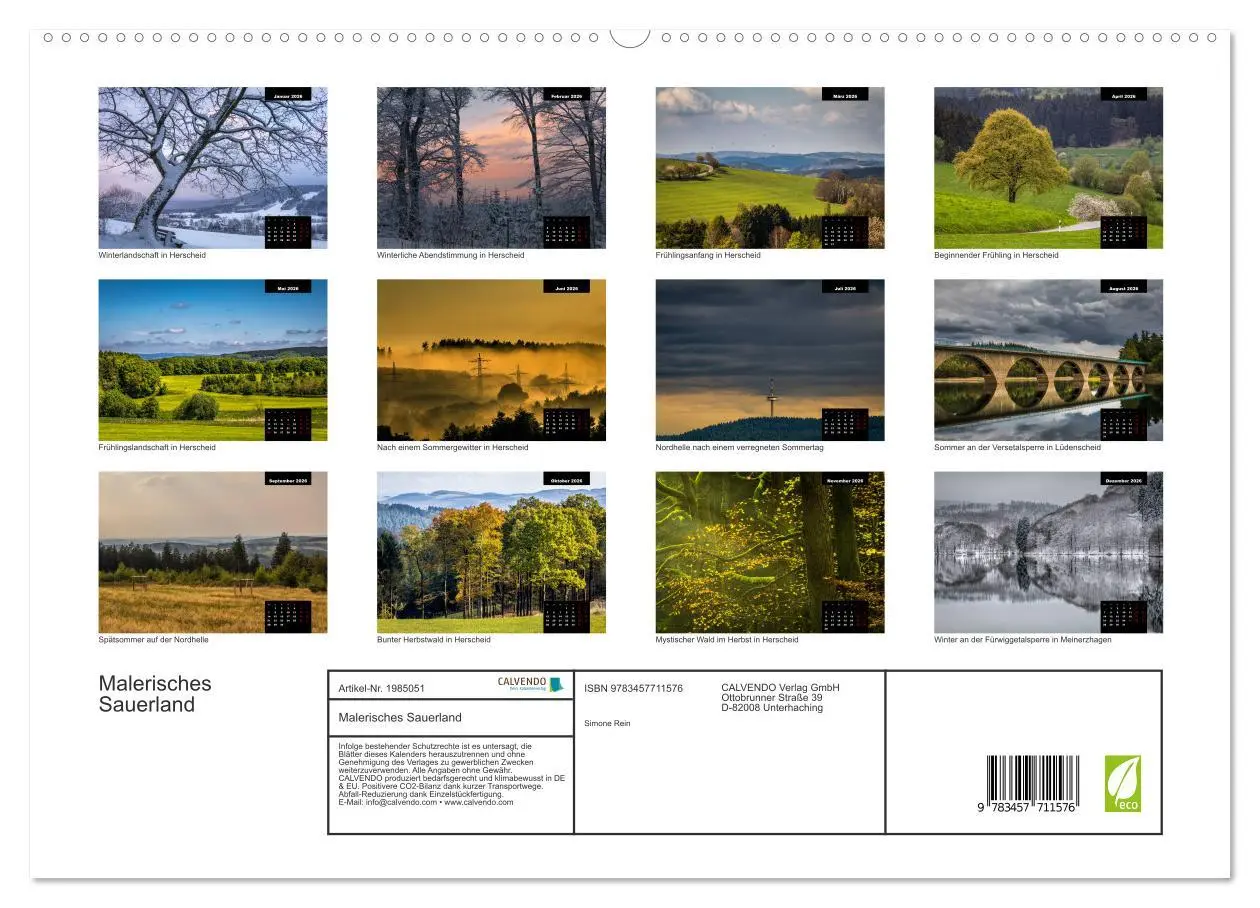 Bild: 9783457711576 | Malerisches Sauerland (hochwertiger Premium Wandkalender 2026 DIN...