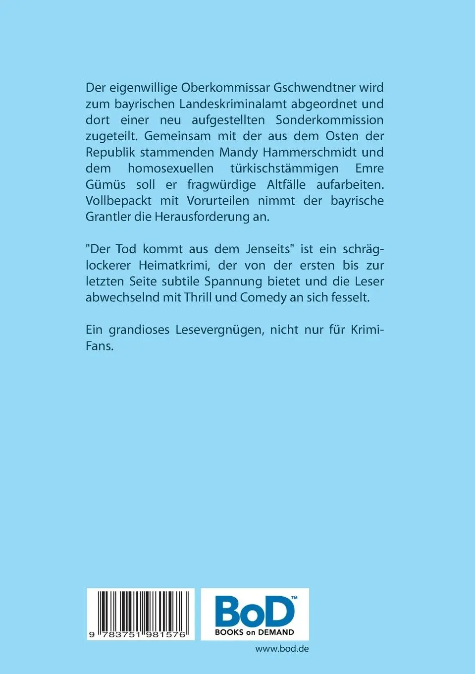 Rückseite: 9783751981576 | Heimatkrimi - Der Tod kommt aus dem Jenseits | Wolfgang Wallenda