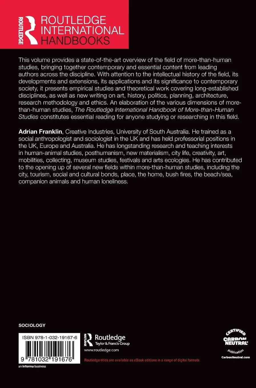 Rückseite: 9781032191676 | The Routledge International Handbook of More-than-Human Studies | Buch