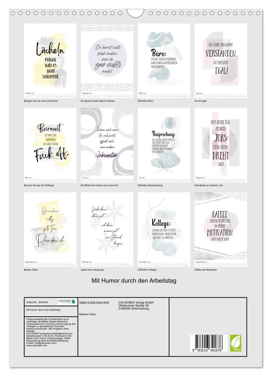 Bild: 9783516341676 | Mit Humor durch den Arbeitstag (Wandkalender 2026 DIN A3 hoch),...