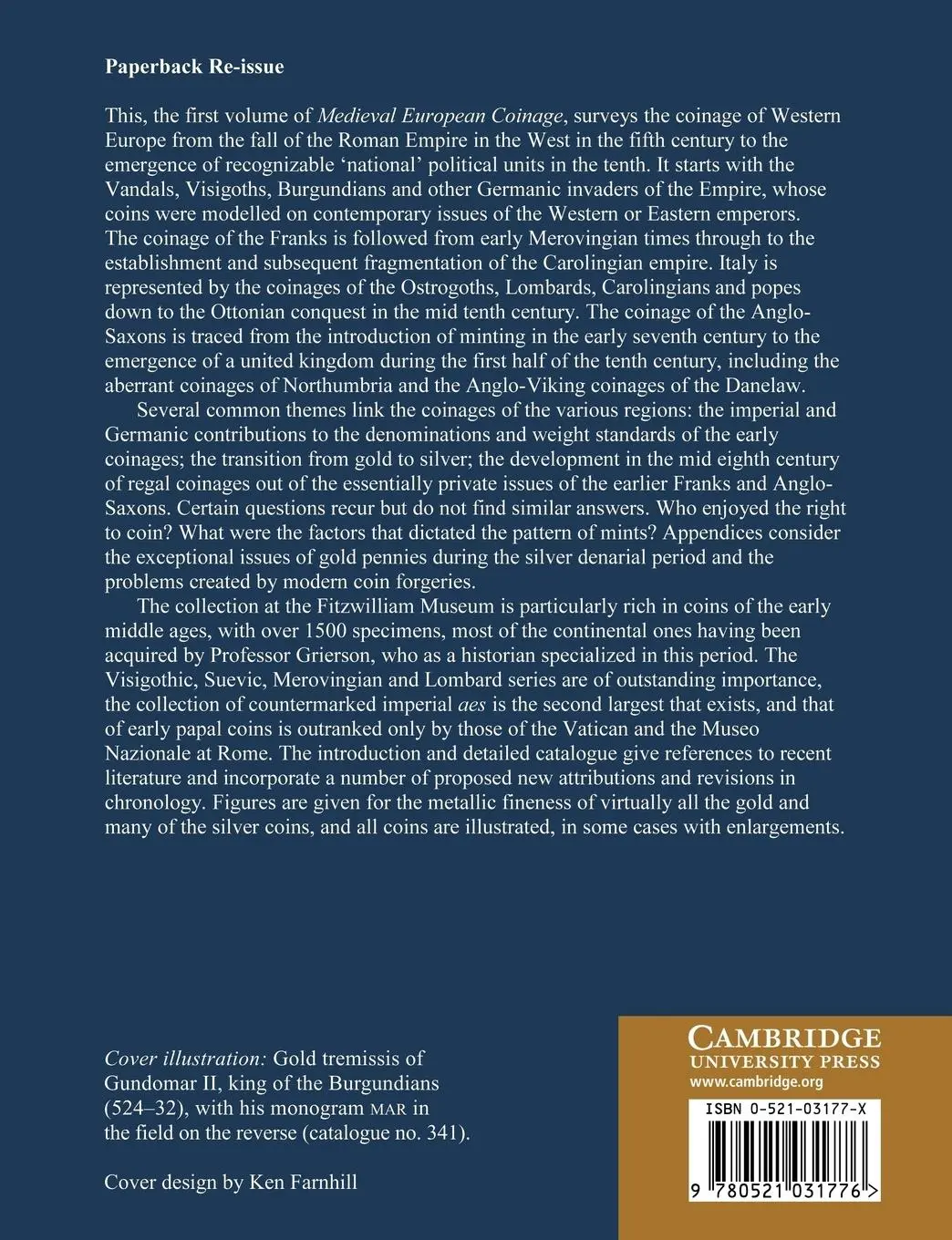 Rückseite: 9780521031776 | Medieval European Coinage | Philip Raymond Grierson (u. a.) | Buch