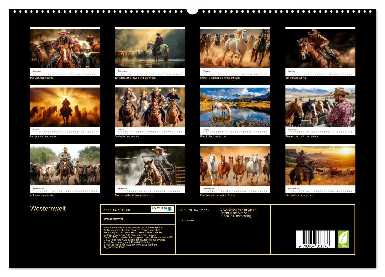 Bild: 9783457311776 | Westernwelt (hochwertiger Premium Wandkalender 2026 DIN A2 quer),...