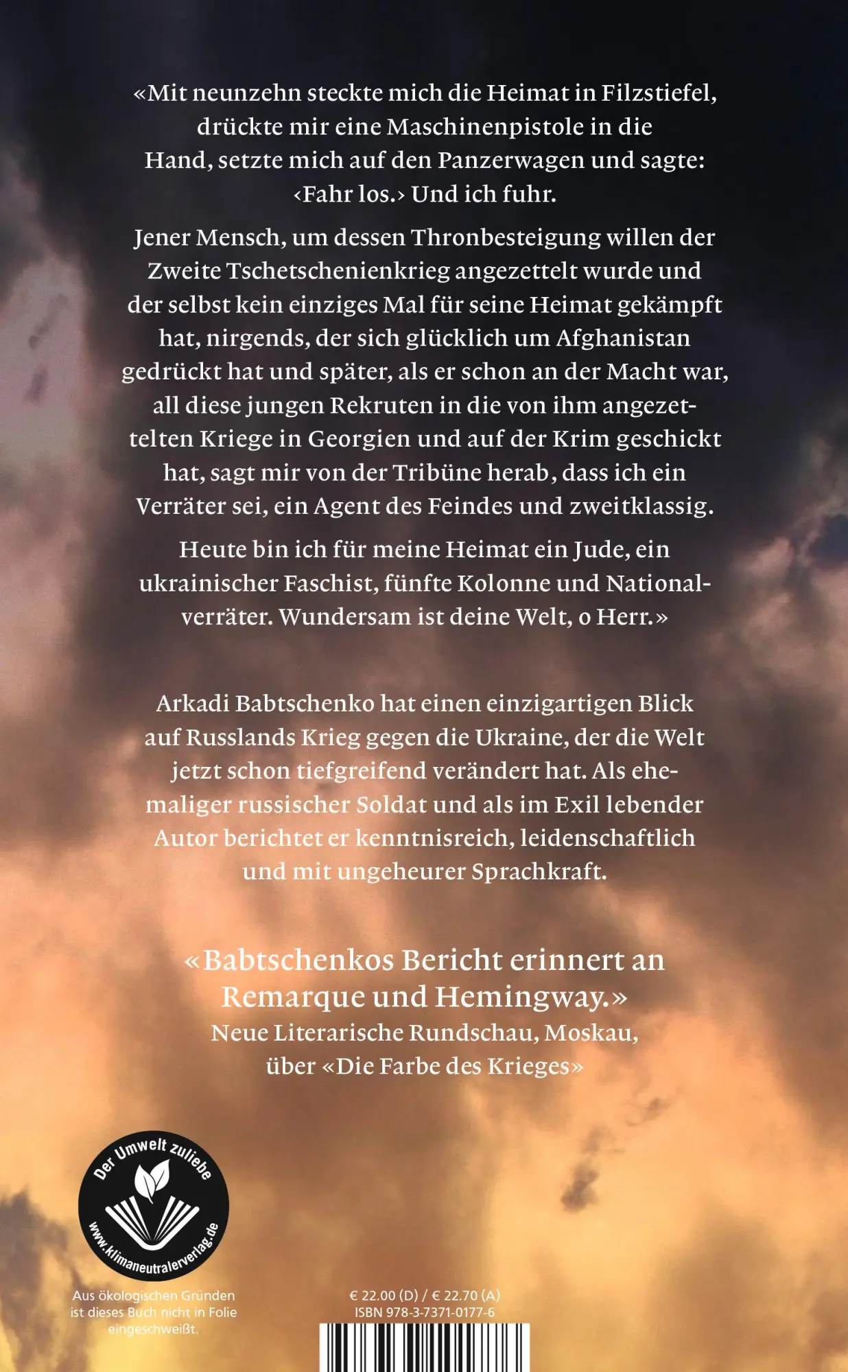 Rückseite: 9783737101776 | Im Rausch | Russlands Krieg | Arkadi Babtschenko | Buch | 320 S.