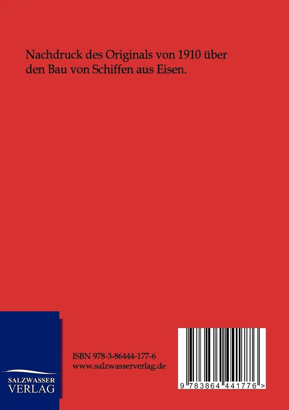 Rückseite: 9783864441776 | Eisenschiffbau | Ernst Müller | Taschenbuch | Paperback | 184 S.