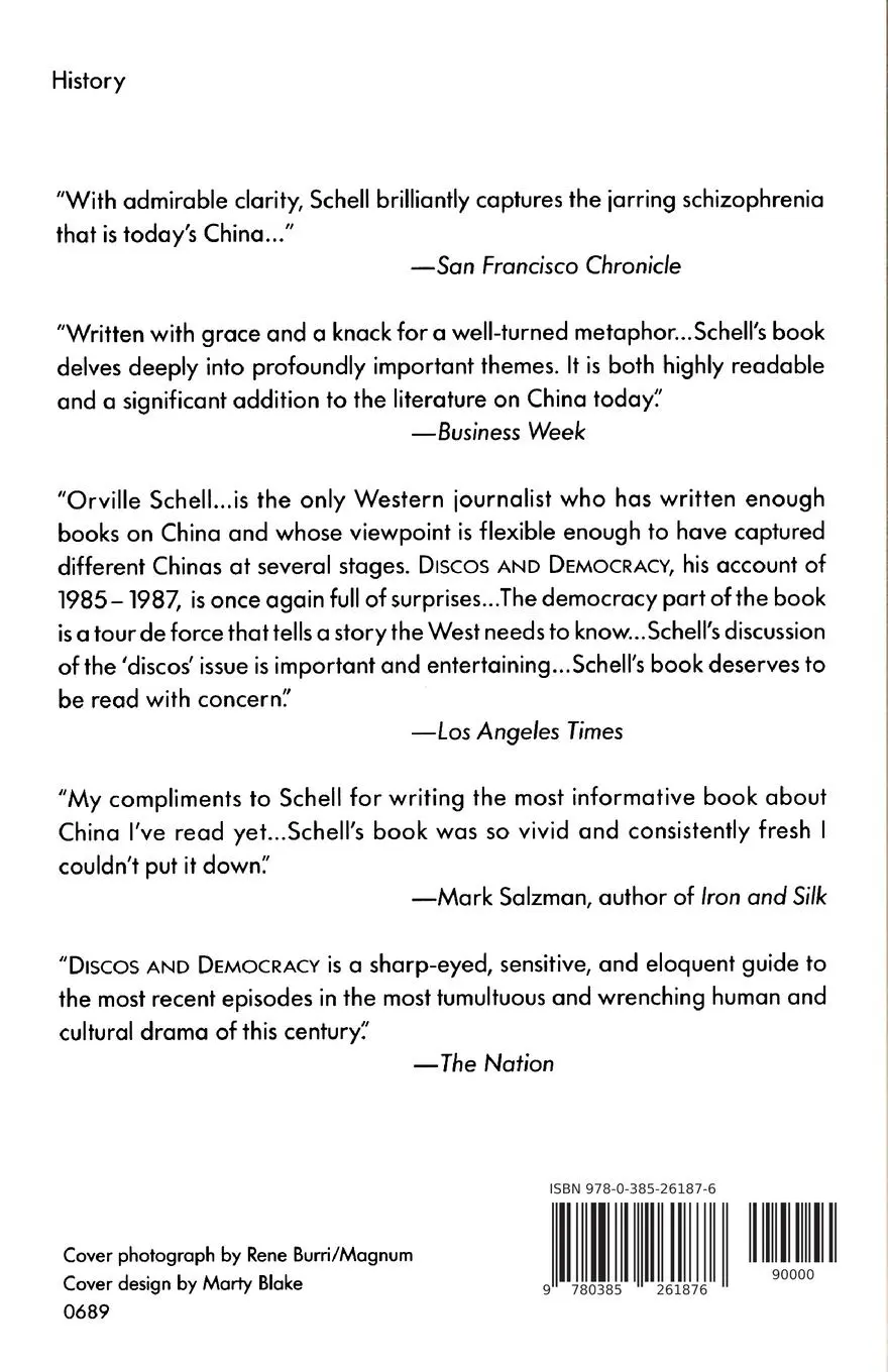Rückseite: 9780385261876 | Discos and Democracy | China in the Throes of Reform | Orville Schell