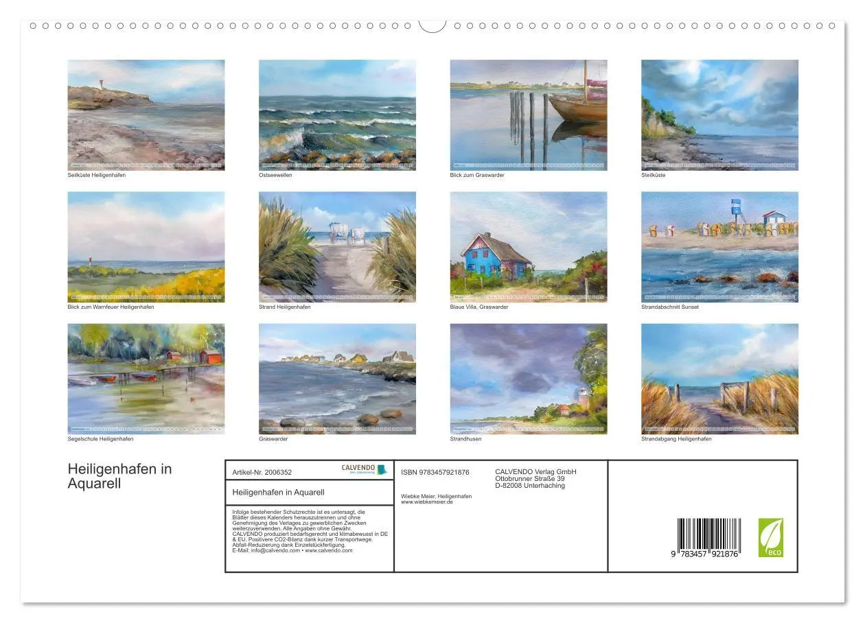 Bild: 9783457921876 | Heiligenhafen in Aquarell (Wandkalender 2026 DIN A2 quer), CALVENDO...
