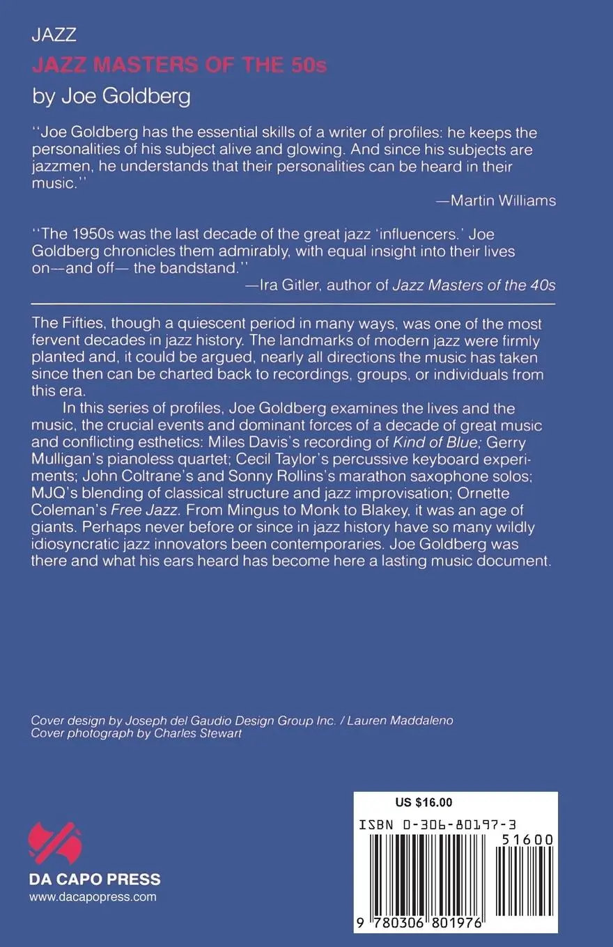 Rückseite: 9780306801976 | Jazz Masters of the 50s | Joe Goldberg | Taschenbuch | Englisch | 1988
