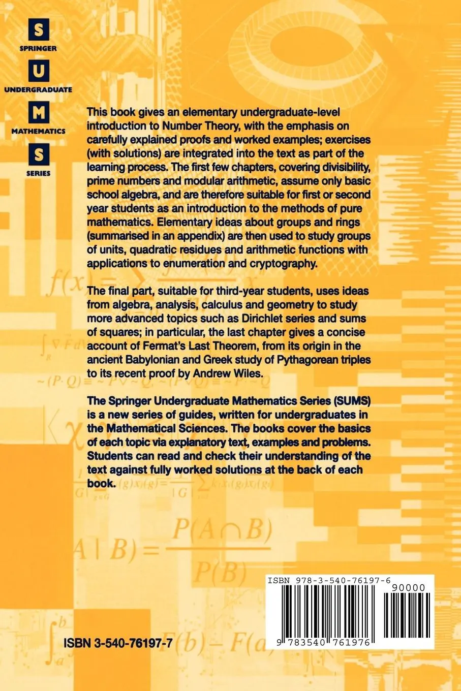 Rückseite: 9783540761976 | Elementary Number Theory | Josephine M. Jones (u. a.) | Taschenbuch