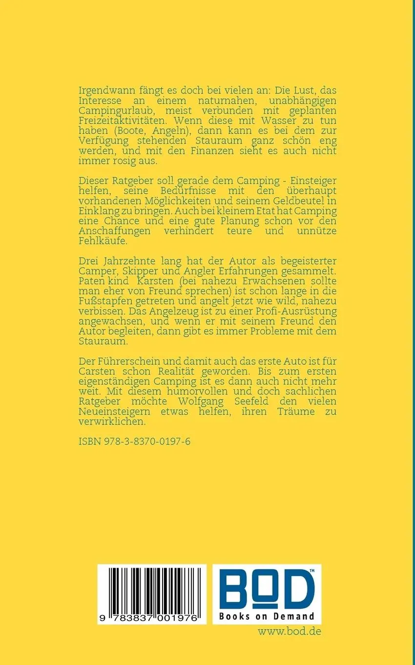 Rückseite: 9783837001976 | Campen und Angeln mit kleinem Geldbeutel | Wolfgang Seefeld | Buch